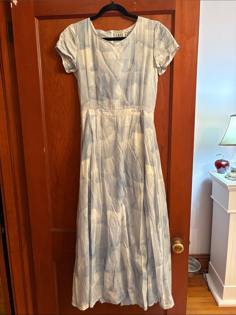 *RARE* Anne Gorke Rhino Dress Light Blue Short-Sleeve Maxi Dress